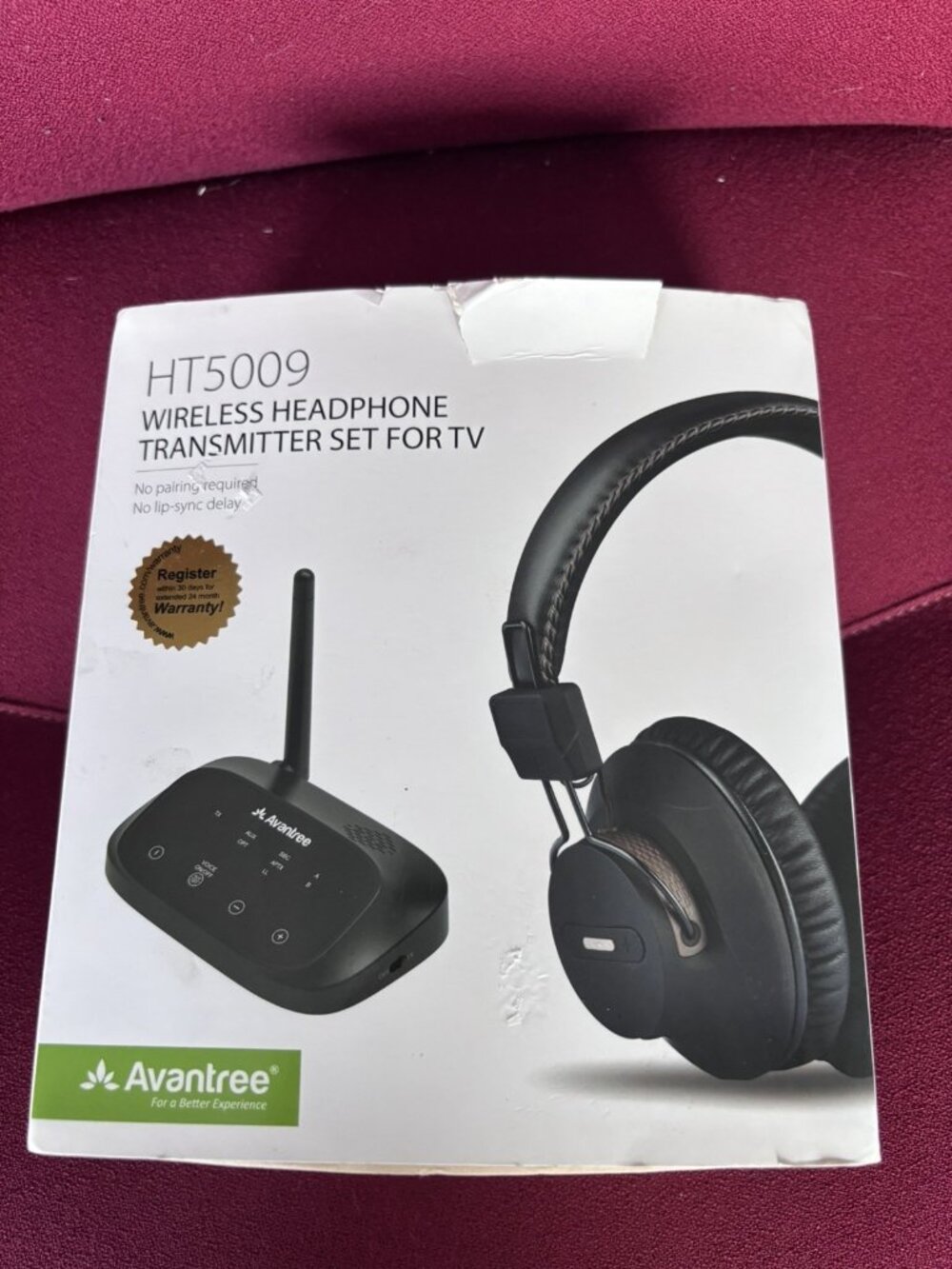 Avantree Wireless Bluetooth Headphones Black BTHS-AS9S (VERY GOOD COND.)